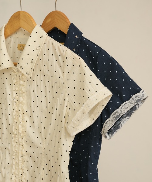 hazyl(ヘイジル)の「frill studs shirt / フリルスタッズシャツ(シャツ/ブラウス・レディース・ネイビー/ライトイエロー・フリー)」の22枚目の写真