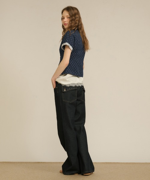 hazyl(ヘイジル)の「frill studs shirt / フリルスタッズシャツ(シャツ/ブラウス・レディース・ネイビー/ライトイエロー・フリー)」の11枚目の写真