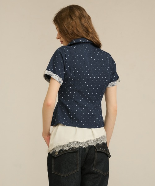 hazyl(ヘイジル)の「frill studs shirt / フリルスタッズシャツ(シャツ/ブラウス・レディース・ネイビー/ライトイエロー・フリー)」の19枚目の写真