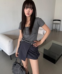 ナイロン アシンメトリー ラップ ミニ スカート