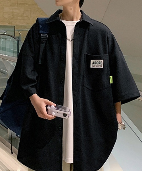 KELVIN(ケルヴァン)の「Ripple Open Shirt リップルオープンシャツ(シャツ/ブラウス・メンズ・ホワイト/ブラック・LARGE/MEDIUM)」の1枚目の写真