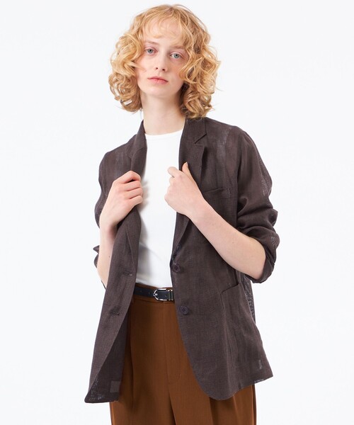 MACKINTOSH PHILOSOPHY(マッキントッシュ フィロソフィー)の「【UPTON JACKET(アップトン ジャケット)】リネンメッシュ(テーラードジャケット・レディース・ブラウン系その他4/ダークネイビー・38/36)」の2枚目の写真