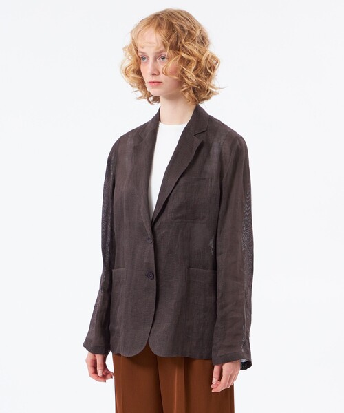 MACKINTOSH PHILOSOPHY(マッキントッシュ フィロソフィー)の「【UPTON JACKET(アップトン ジャケット)】リネンメッシュ(テーラードジャケット・レディース・ブラウン系その他4/ダークネイビー・38/36)」の6枚目の写真