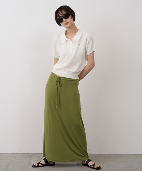 NUJOH(ヌゾ)の「Soft Touch Polo Knit / ソフトタッチポロニット(ニット/セーター・レディース・ネイビー/ホワイト/ライトブルー・FREE)」の11枚目の写真