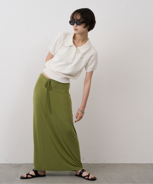 NUJOH(ヌゾ)の「Soft Touch Polo Knit / ソフトタッチポロニット(ニット/セーター・レディース・ネイビー/ホワイト/ライトブルー・FREE)」の12枚目の写真