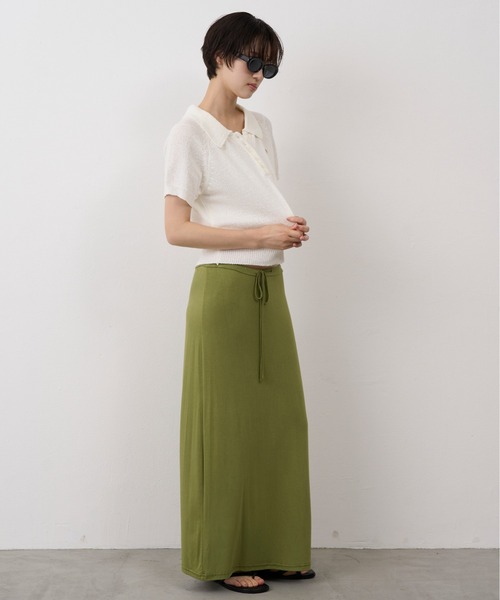 NUJOH(ヌゾ)の「Soft Touch Polo Knit / ソフトタッチポロニット(ニット/セーター・レディース・ネイビー/ホワイト/ライトブルー・FREE)」の13枚目の写真