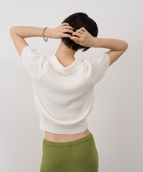 NUJOH(ヌゾ)の「Soft Touch Polo Knit / ソフトタッチポロニット(ニット/セーター・レディース・ネイビー/ホワイト/ライトブルー・FREE)」の10枚目の写真
