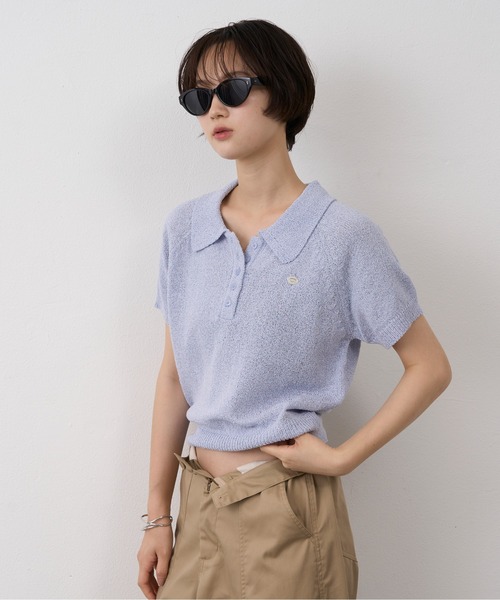 NUJOH(ヌゾ)の「Soft Touch Polo Knit / ソフトタッチポロニット(ニット/セーター・レディース・ネイビー/ホワイト/ライトブルー・FREE)」の19枚目の写真