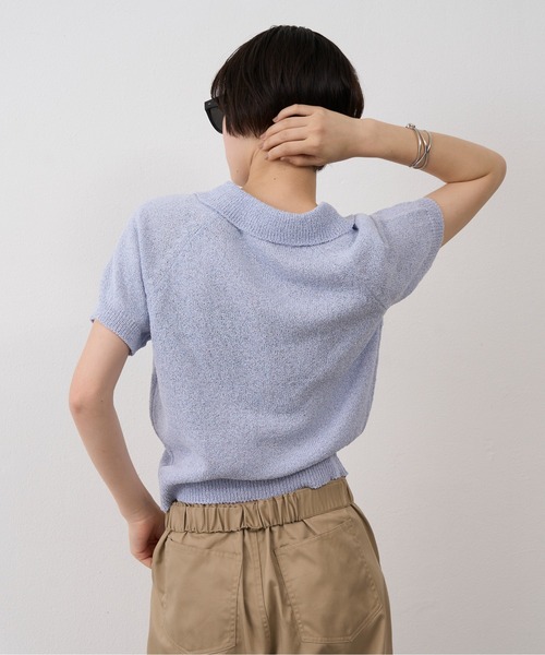 NUJOH(ヌゾ)の「Soft Touch Polo Knit / ソフトタッチポロニット(ニット/セーター・レディース・ネイビー/ホワイト/ライトブルー・FREE)」の22枚目の写真
