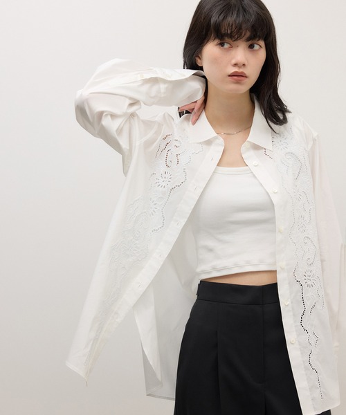 WEB限定】ストライプ＆ソリッド エンブロイダリーシャツ（シャツ