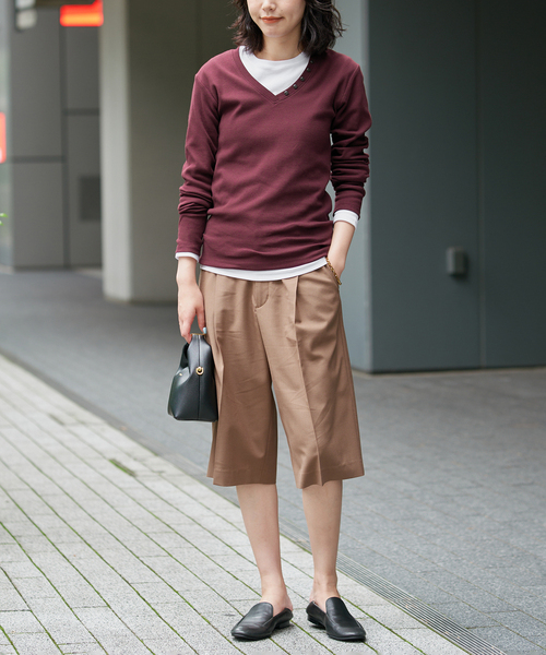 SLOBE IENA(スローブイエナ)の「《2枚セット》HANES/ヘインズ SLOBE別注 2PACK リブロンTEE(Tシャツ/カットソー・レディース・ボルドー/チャコールグレー/ブラック・FREE)」の7枚目の写真