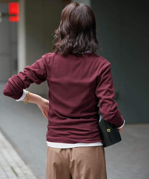 SLOBE IENA(スローブイエナ)の「《2枚セット》HANES/ヘインズ SLOBE別注 2PACK リブロンTEE(Tシャツ/カットソー・レディース・ボルドー/チャコールグレー/ブラック・FREE)」の15枚目の写真