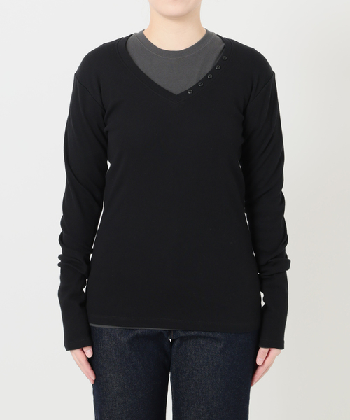 SLOBE IENA(スローブイエナ)の「《2枚セット》HANES/ヘインズ SLOBE別注 2PACK リブロンTEE(Tシャツ/カットソー・レディース・ボルドー/チャコールグレー/ブラック・FREE)」の16枚目の写真