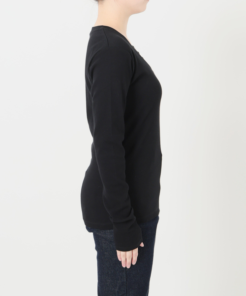 SLOBE IENA(スローブイエナ)の「《2枚セット》HANES/ヘインズ SLOBE別注 2PACK リブロンTEE(Tシャツ/カットソー・レディース・ボルドー/チャコールグレー/ブラック・FREE)」の20枚目の写真