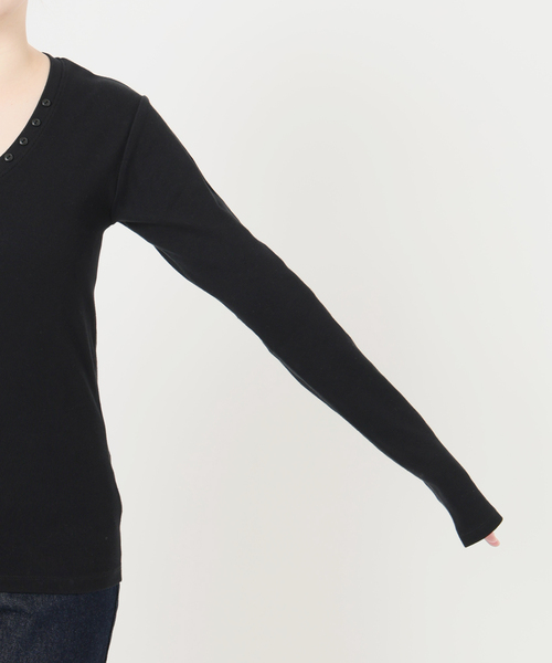 SLOBE IENA(スローブイエナ)の「《2枚セット》HANES/ヘインズ SLOBE別注 2PACK リブロンTEE(Tシャツ/カットソー・レディース・ボルドー/チャコールグレー/ブラック・FREE)」の22枚目の写真