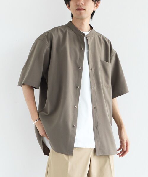 CRAFT STANDARD BOUTIQUE（クラフトスタンダードブティック）の「バンドカラー半袖シャツ（シャツ/ブラウス・メンズ・ネイビー/チャコールグレー/ライトブラウン・L/M）」の4枚目の写真