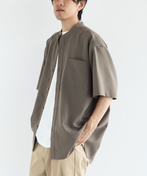 CRAFT STANDARD BOUTIQUE（クラフトスタンダードブティック）の「バンドカラー半袖シャツ（シャツ/ブラウス・メンズ・ネイビー/チャコールグレー/ライトブラウン・L/M）」の5枚目の写真