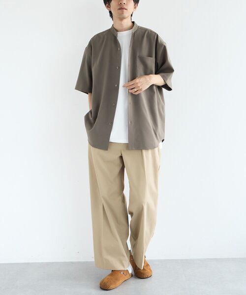 CRAFT STANDARD BOUTIQUE（クラフトスタンダードブティック）の「バンドカラー半袖シャツ（シャツ/ブラウス・メンズ・ネイビー/チャコールグレー/ライトブラウン・L/M）」の7枚目の写真