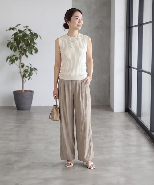 STYLE DELI(スタイルデリ)の「超涼感シャラシャラ落ち感ヴィスコースニットトップス(タンクトップ・レディース・ホワイト/ブラック/ナチュラル・FREE)」の15枚目の写真