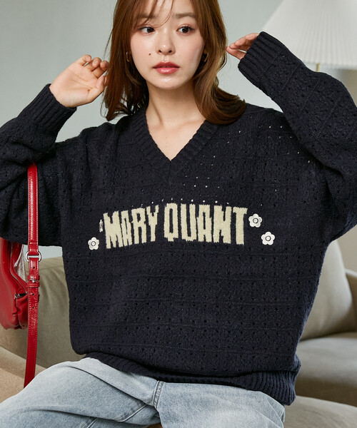 MARY QUANT × PUBLUX/マリークワント 別注 アイレット Vネック ロゴ