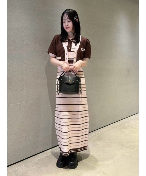 LILY BROWN(リリーブラウン)の「【LILY BROWN×MARY QUANT】ニットカーディガン(カーディガン/ボレロ・レディース・オフホワイト/ブラウン/ブラック・F)」の6枚目の写真
