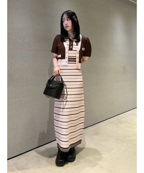 LILY BROWN(リリーブラウン)の「【LILY BROWN×MARY QUANT】ニットカーディガン(カーディガン/ボレロ・レディース・オフホワイト/ブラウン/ブラック・F)」の7枚目の写真