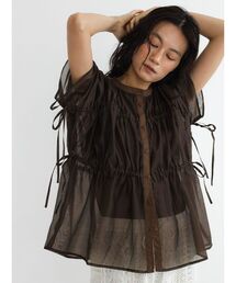 Sheer gathered blouse