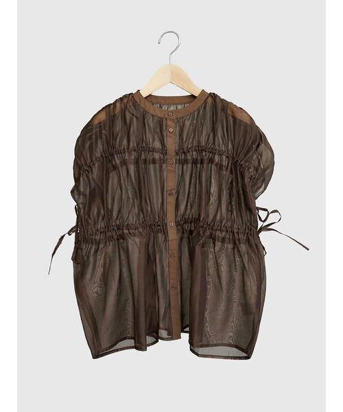 FIKA.(フィーカ)の「Sheer gathered blouse(シャツ/ブラウス・レディース・ブラウン/ブラック・MEDIUM)」の3枚目の写真