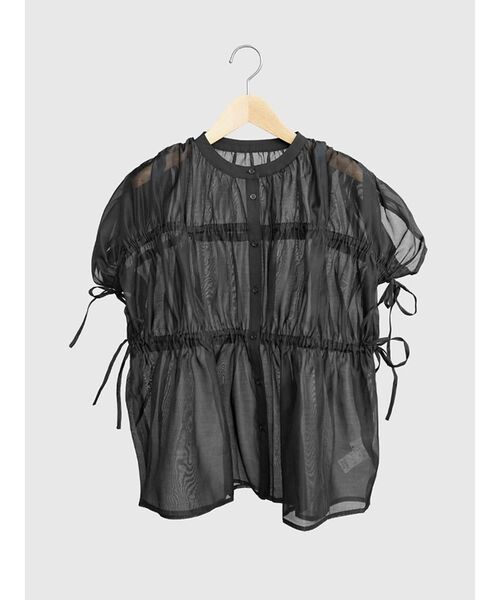 FIKA.(フィーカ)の「Sheer gathered blouse(シャツ/ブラウス・レディース・ブラウン/ブラック・MEDIUM)」の4枚目の写真
