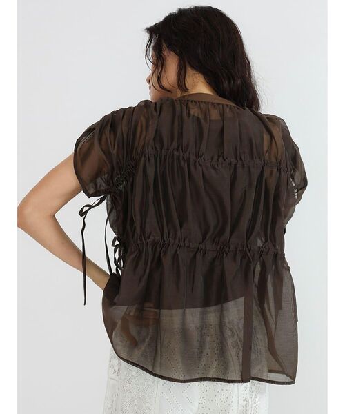 FIKA.(フィーカ)の「Sheer gathered blouse(シャツ/ブラウス・レディース・ブラウン/ブラック・MEDIUM)」の7枚目の写真
