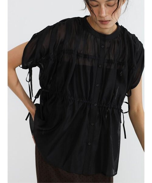 FIKA.(フィーカ)の「Sheer gathered blouse(シャツ/ブラウス・レディース・ブラウン/ブラック・MEDIUM)」の11枚目の写真