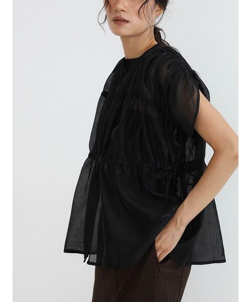 FIKA.(フィーカ)の「Sheer gathered blouse(シャツ/ブラウス・レディース・ブラウン/ブラック・MEDIUM)」の12枚目の写真