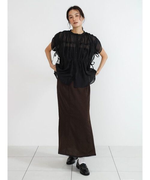 FIKA.(フィーカ)の「Sheer gathered blouse(シャツ/ブラウス・レディース・ブラウン/ブラック・MEDIUM)」の14枚目の写真