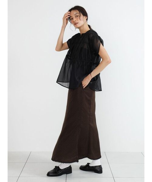 FIKA.(フィーカ)の「Sheer gathered blouse(シャツ/ブラウス・レディース・ブラウン/ブラック・MEDIUM)」の15枚目の写真