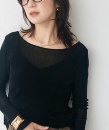 フロッキーチュールバックオープンTee(オフィスカジュアル/秋服)