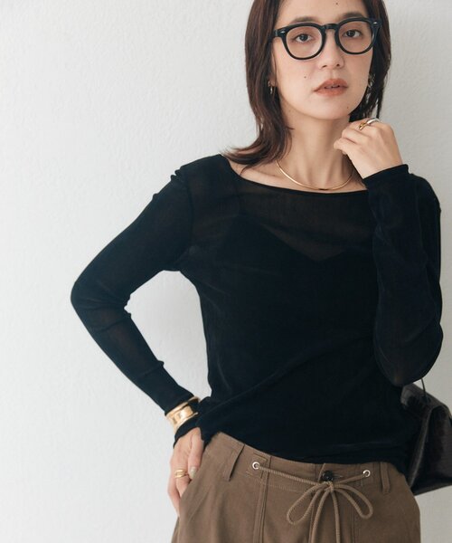 RIVE DROITE(リヴドロワ)の「フロッキーチュールバックオープンTee(オフィスカジュアル/秋服)(Tシャツ/カットソー・レディース・ブラック/ブラウン/ホワイト系その他・FREE)」の19枚目の写真