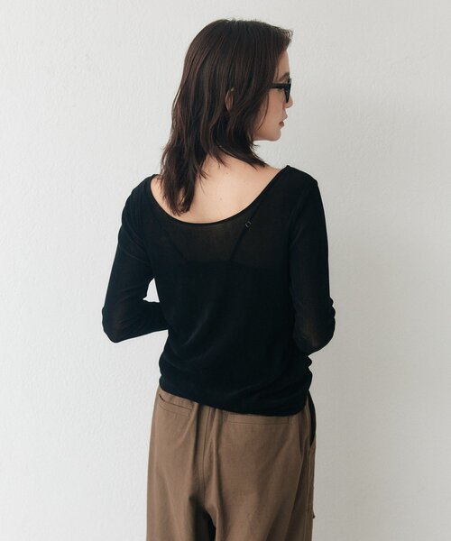 RIVE DROITE(リヴドロワ)の「フロッキーチュールバックオープンTee(オフィスカジュアル/秋服)(Tシャツ/カットソー・レディース・ブラック/ブラウン/ホワイト系その他・FREE)」の21枚目の写真