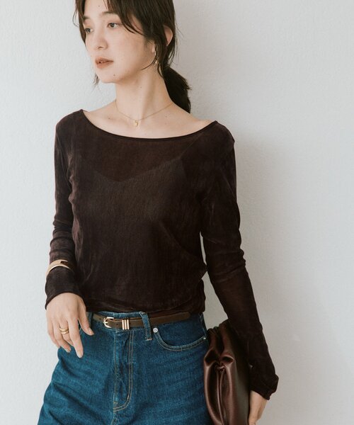 RIVE DROITE(リヴドロワ)の「フロッキーチュールバックオープンTee(オフィスカジュアル/秋服)(Tシャツ/カットソー・レディース・ブラック/ブラウン/ホワイト系その他・FREE)」の11枚目の写真