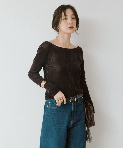 RIVE DROITE(リヴドロワ)の「フロッキーチュールバックオープンTee(オフィスカジュアル/秋服)(Tシャツ/カットソー・レディース・ブラック/ブラウン/ホワイト系その他・FREE)」の10枚目の写真