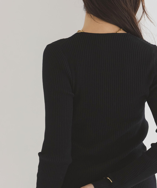 Noble（ノーブル）の「《追加》CO/SILK リブカーディガン（カーディガン/ボレロ・レディース・ホワイト系その他/ブラック・FREE）」の6枚目の写真