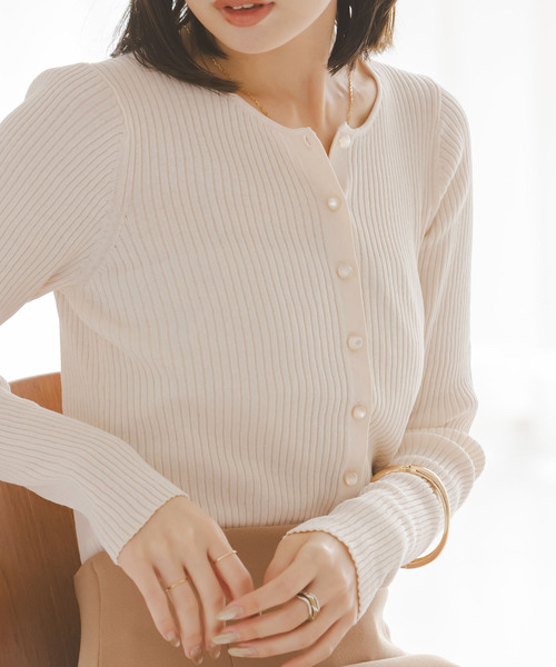 Noble（ノーブル）の「《追加》CO/SILK リブカーディガン（カーディガン/ボレロ・レディース・ホワイト系その他/ブラック・FREE）」の15枚目の写真