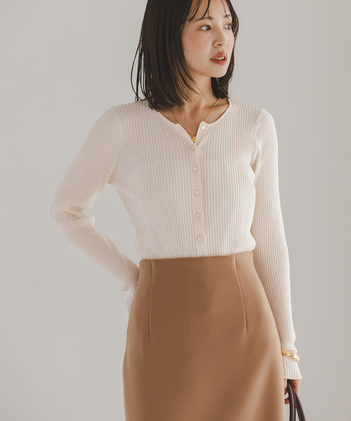 Noble（ノーブル）の「《追加》CO/SILK リブカーディガン（カーディガン/ボレロ・レディース・ホワイト系その他/ブラック・FREE）」の20枚目の写真