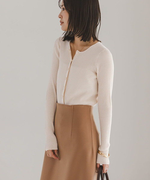 Noble（ノーブル）の「《追加》CO/SILK リブカーディガン（カーディガン/ボレロ・レディース・ホワイト系その他/ブラック・FREE）」の21枚目の写真