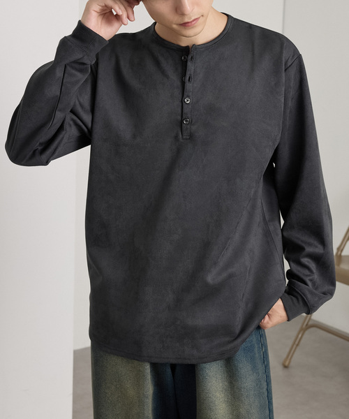 MONO-MART(モノマート)の「フェード ラウンドヘム コンパクトフィット ヘンリーネックカットソー<イージーケア>(Tシャツ/カットソー・メンズ・ライトグレー/ブラック/ダークグレー/ダークブラウン系/ダークネイビー・L/M)」の20枚目の写真
