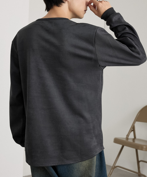 MONO-MART(モノマート)の「フェード ラウンドヘム コンパクトフィット ヘンリーネックカットソー<イージーケア>(Tシャツ/カットソー・メンズ・ライトグレー/ブラック/ダークグレー/ダークブラウン系/ダークネイビー・L/M)」の21枚目の写真