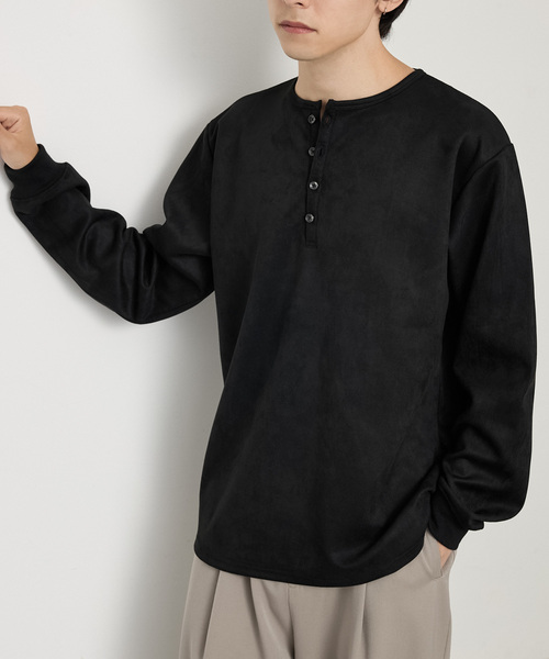 MONO-MART(モノマート)の「フェード ラウンドヘム コンパクトフィット ヘンリーネックカットソー<イージーケア>(Tシャツ/カットソー・メンズ・ライトグレー/ブラック/ダークグレー/ダークブラウン系/ダークネイビー・L/M)」の13枚目の写真