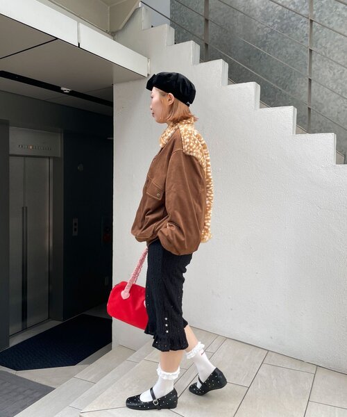 HELLO.SANFRANCISCO（ハローサンフランシスコ）の「【HELLO.SANFRANCISCO/ハローサンフランシスコ】バンビ柄ビックポケットスウェードアウター（ブルゾン・レディース・ブラウン/ピンク・ONE SIZE）」の10枚目の写真