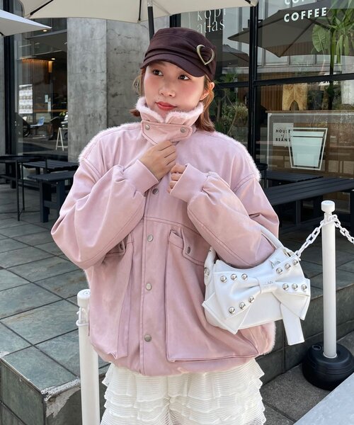 HELLO.SANFRANCISCO（ハローサンフランシスコ）の「【HELLO.SANFRANCISCO/ハローサンフランシスコ】バンビ柄ビックポケットスウェードアウター（ブルゾン・レディース・ブラウン/ピンク・ONE SIZE）」の21枚目の写真