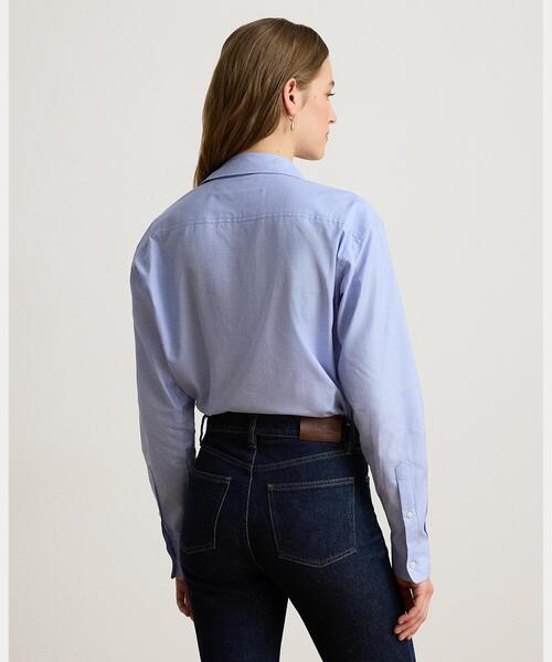 LAUREN RALPH LAUREN(ローレン ラルフ ローレン)の「リラックス フィット エンドオンエンド コットン シャツ(シャツ/ブラウス・レディース・ブルー・L/XXS/XS/XL/S/M)」の4枚目の写真