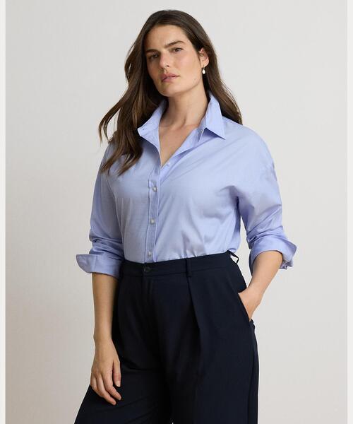 LAUREN RALPH LAUREN(ローレン ラルフ ローレン)の「リラックス フィット エンドオンエンド コットン シャツ(シャツ/ブラウス・レディース・ブルー・L/XXS/XS/XL/S/M)」の7枚目の写真